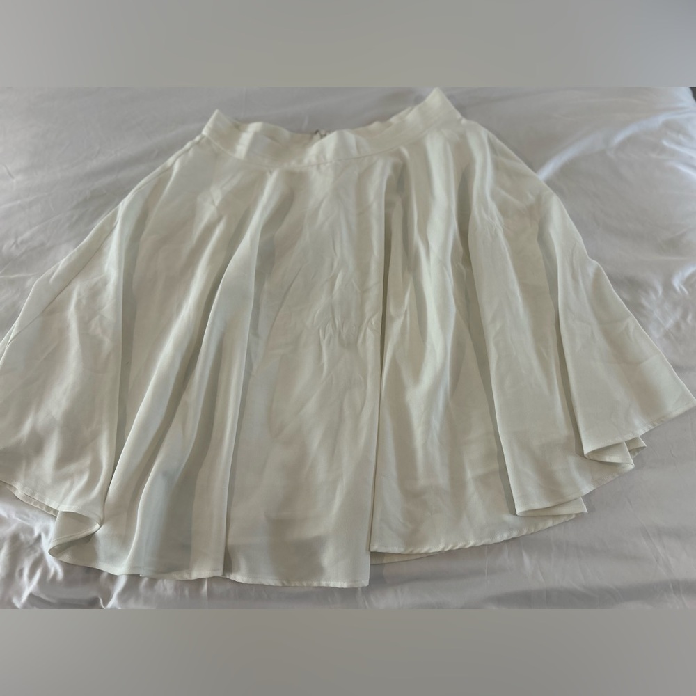 Shein White Flowy Skater Skirt XL High Waisted A-Line Mini